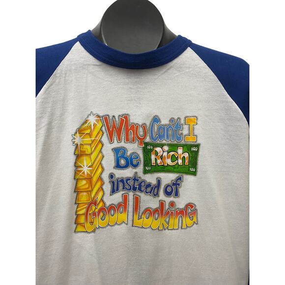 Vinatge 1980s Humorous Baseball T Shirt Iron On Graphics / Women’s Large - Picture 3 of 7